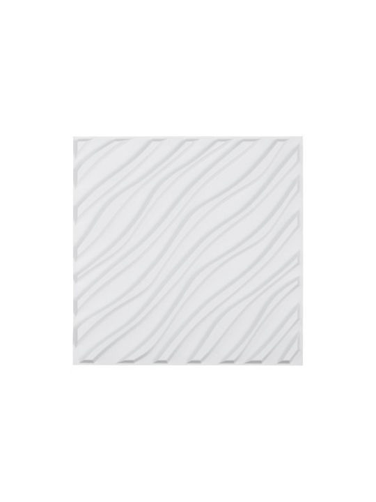 3D Πάνελ Τοίχου από PVC με Κόλλα Λευκό 50x50εκ.