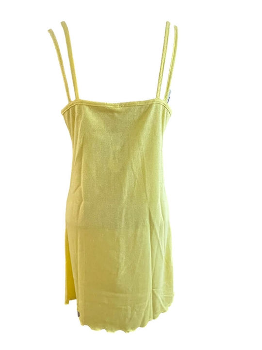 Daisy Gelbes Wickelkleid aus Baumwolle für den Strand 40276