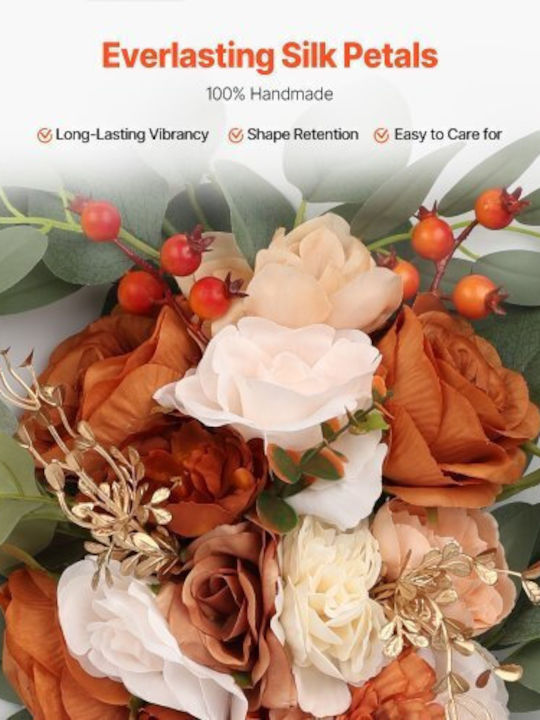 Vevor Artificial Wedding Flower Set Orange 2 Flowers & 2 Fabrics Hlgmhtj4jtcs7o0mfv0