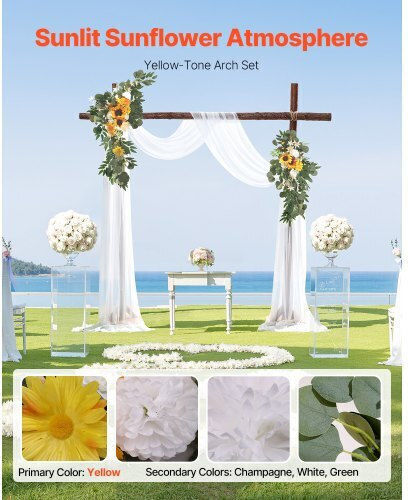 Set de Flori Artificiale pentru Nuntă Vevor Galben 2 Flori & 1 Bucată de Material Hlgmhtj3jths78u39v0