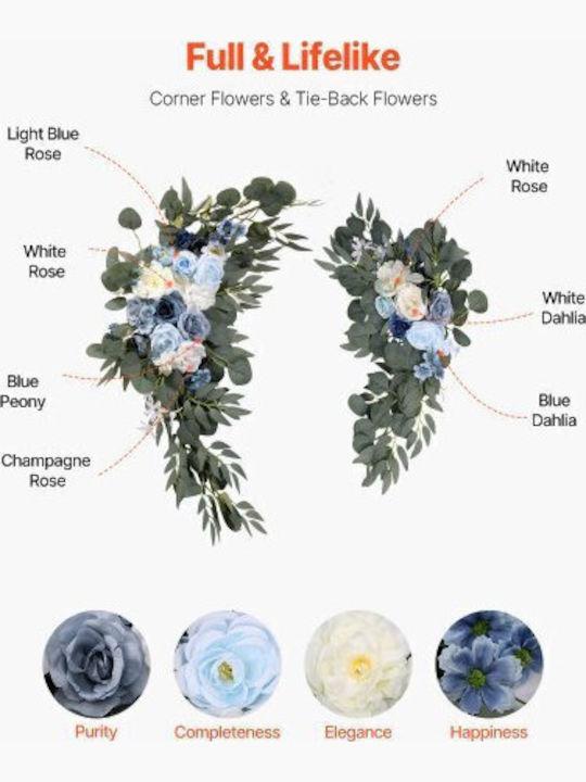 Vevor Artificial Wedding Flower Set Blue 2 Flowers & 2 Fabrics Hlgmhtj4jtls5xc9fv0