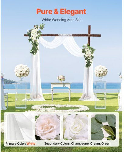 Vevor Artificial Wedding Flower Set White 2 Pcs Flowers & 1 Pc Fabric Hlgmhtj3jtbsm0inqv0