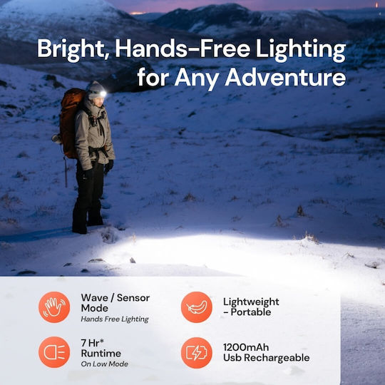 Uniross Lichtkopflampe Prolite 350 Lumen 3m Sensor Usb Aufladung