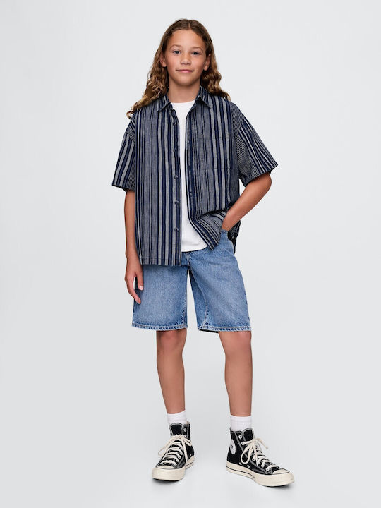 Kinder Gestreift Hemd Langarm White, Indigo