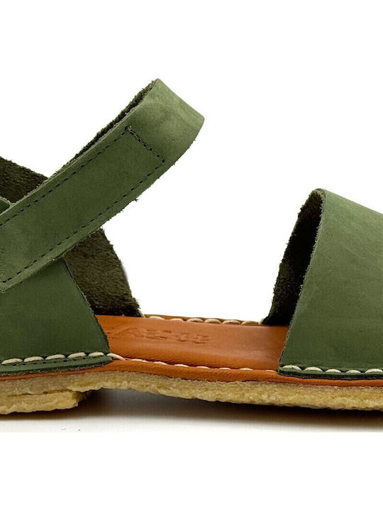 Lederne Damen Ballerinas in Grün Farbe