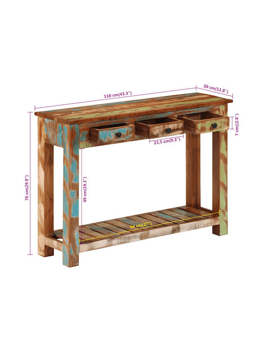 Solid Wood Console Table Coffee L110xW30xH76cm