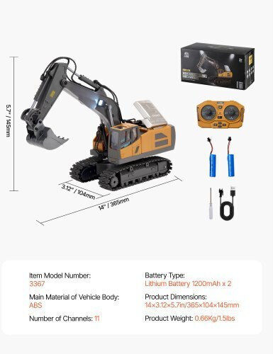 Vevor Teleghidat Excavator Portocaliu
