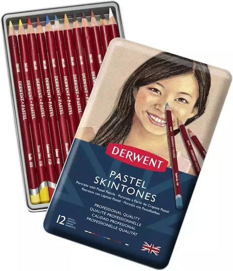 Derwent Μεταλλική Κασετίνα 12 Μολύβια Pastel Skintone 2300563