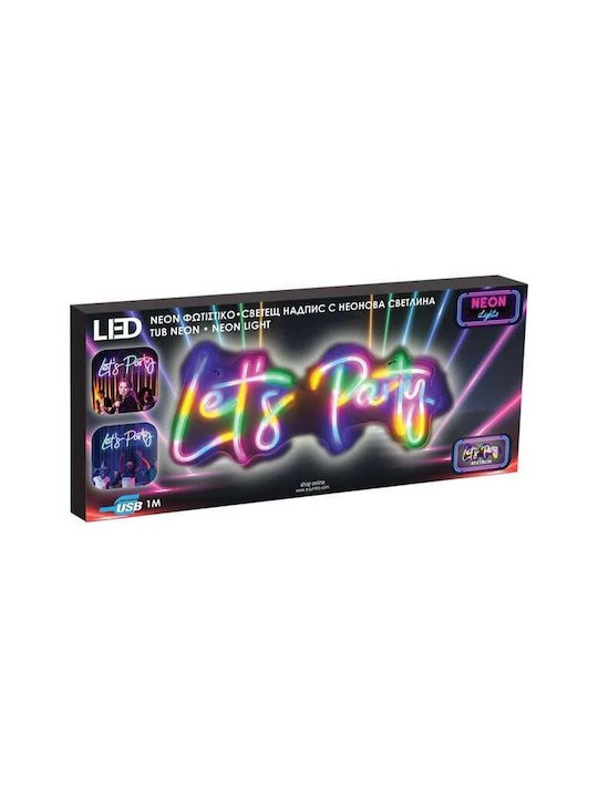 Неонова LED лампа модел Let's Party пластмаса размер 40x17.5см многоцветна