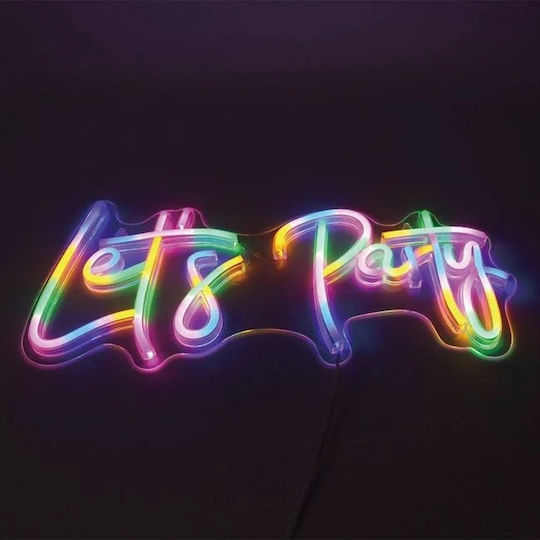 Неонова LED лампа модел Let's Party пластмаса размер 40x17.5см многоцветна