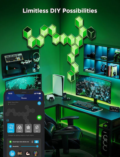 Govee Gaming Wall Glide Hexa Ultra Light Panels 7pcs Eu H606a