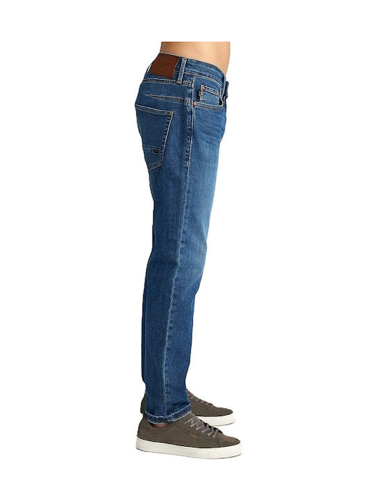 Simon Ανδρικό Παντελόνι Τζιν Ελαστικό με Slim Straight Εφαρμογή Μπλε