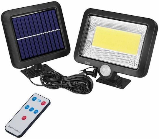 Siks Solar Lamp Remote Control 100 Cob Led Motion Light Sensor 1200 Mah Battery Included 260 Lm 5 M Cable 3 Intensity Levels Adjustable Solar Panel Water Resistant Black