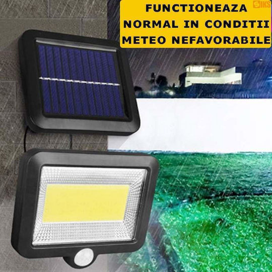 Siks Solar Lamp Remote Control 100 Cob Led Motion Light Sensor 1200 Mah Battery Included 260 Lm 5 M Cable 3 Intensity Levels Adjustable Solar Panel Water Resistant Black