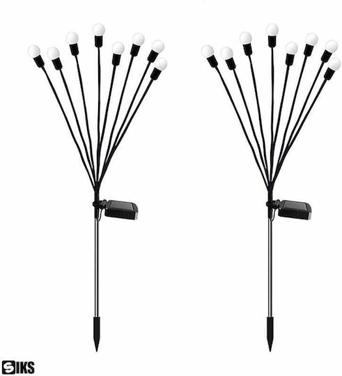 Set 2 Solar Garden Lamps Decorative Grass Solar Charging 8 Leds Firefly Effect 2 Light Modes Includes Stake Waterproof Warm White
