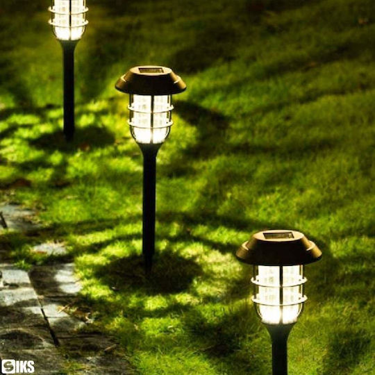 Set 6 Stück dekorative Solarleuchten Außen Garten Laternenart Solaraufladung Pfahl Licht Sensor Wasserdicht Polykristallines Solarpanel Warmes Licht Schwarz