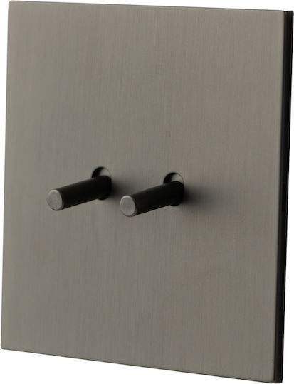 Comutator metalic Greylux Vichema 2gang 2way 10A gri mat