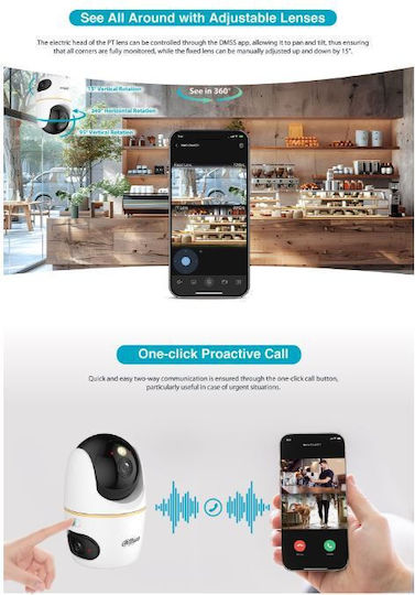 Dahua 1.0.01.04.43852 IP Surveillance Camera Full HD+ 3MP with Two-Way Communication and Lens 3.6mm