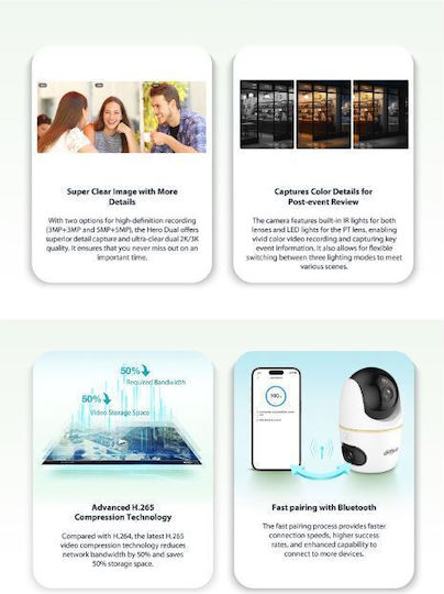 Dahua 1.0.01.04.43852 IP Surveillance Camera Full HD+ 3MP with Two-Way Communication and Lens 3.6mm