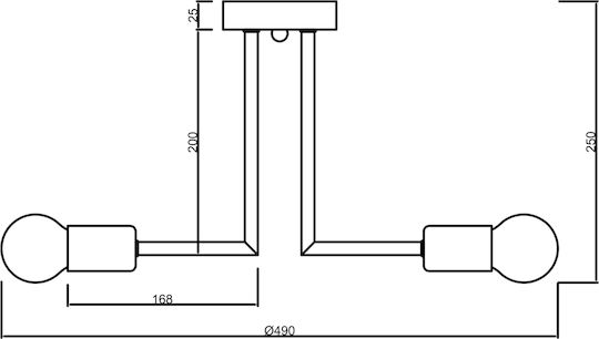 Agora Lighting Πλαφονιέρα Οροφής 49εκ. Χρυσή με Ντουί E27