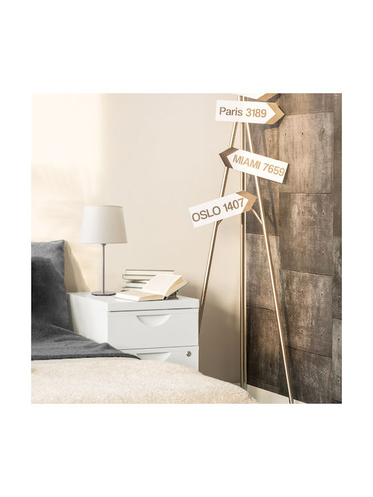 Veis Metal Table Lamp for Socket E14 with Brown Shade and Silver Base