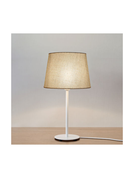Veis Metal Table Lamp for Socket E14 with Beige Shade and White Base