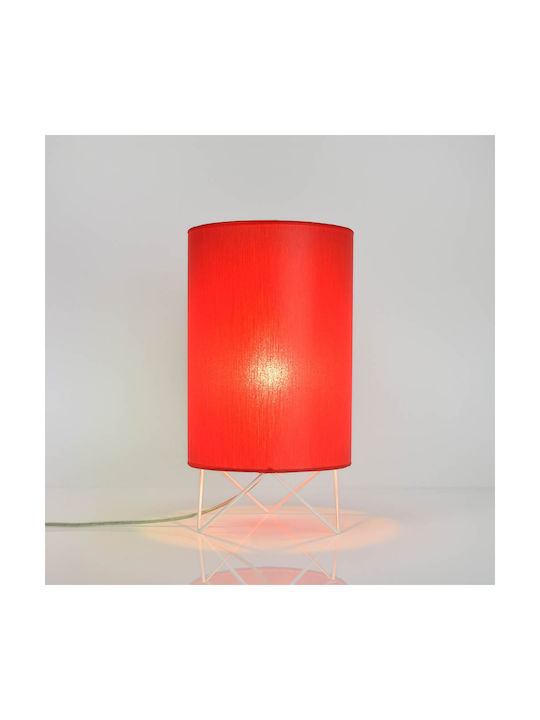 Veis Fabric Table Lamp for Socket E14 with Red Shade and White Base