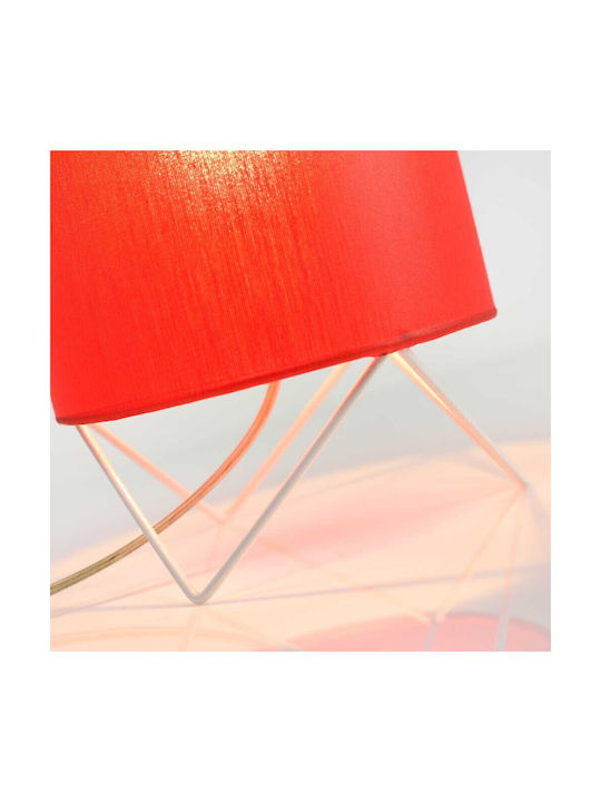 Veis Fabric Table Lamp for Socket E14 with Red Shade and White Base