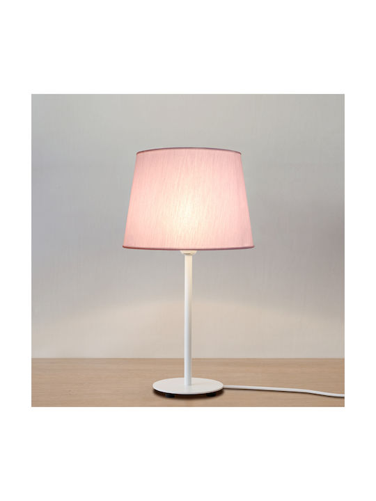Veis Fabric Table Lamp for Socket E14 with Lilac Shade and White Base