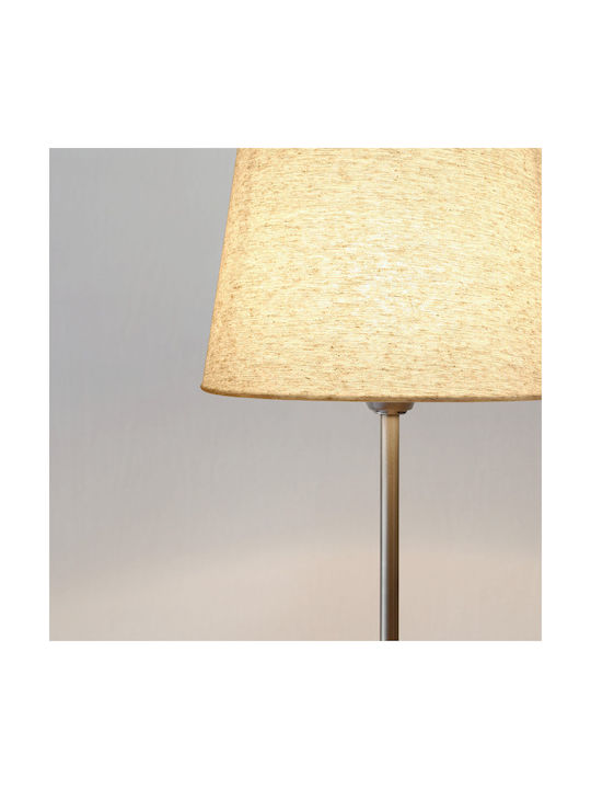 Veis Metal Table Lamp for Socket E14 with Beige Shade and Silver Base