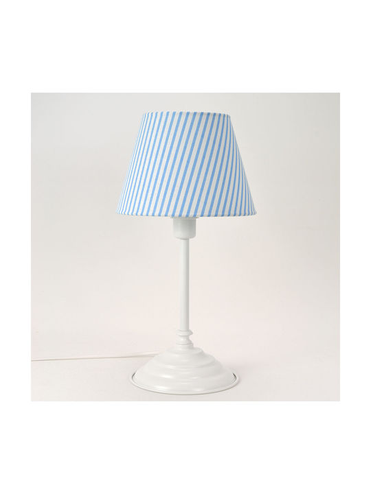 Veis Metal Vintage Table Lamp for Socket E14 with Light Blue Shade and White Base