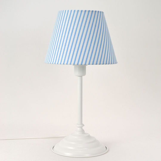 Veis Metal Vintage Table Lamp for Socket E14 with Light Blue Shade and White Base