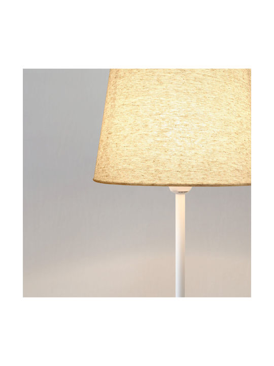 Veis Fabric Table Lamp for Socket E14 with Beige Shade and White Base