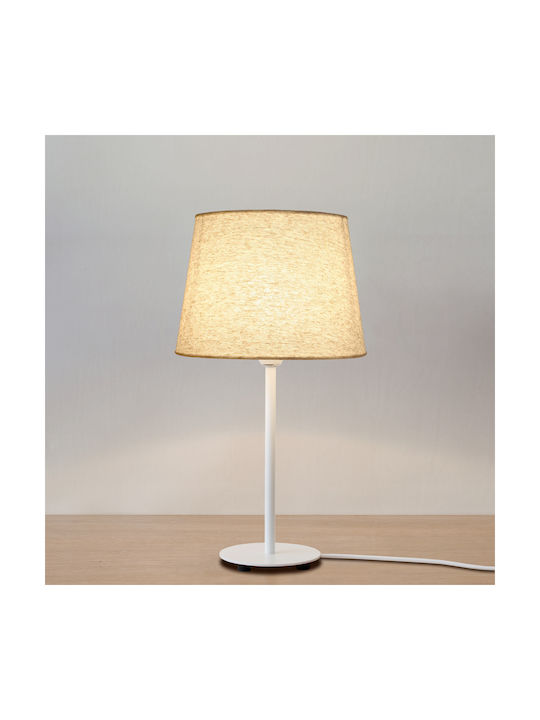 Veis Fabric Table Lamp for Socket E14 with Beige Shade and White Base