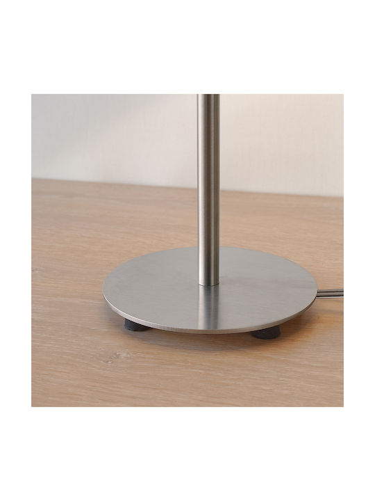 Veis Metal Table Lamp for Socket E14 with Beige Shade and Silver Base