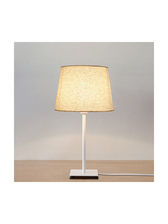 Veis Fabric Table Lamp for Socket E14 with Beige Shade and White Base