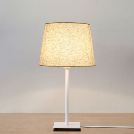 Veis Fabric Table Lamp for Socket E14 with Beige Shade and White Base
