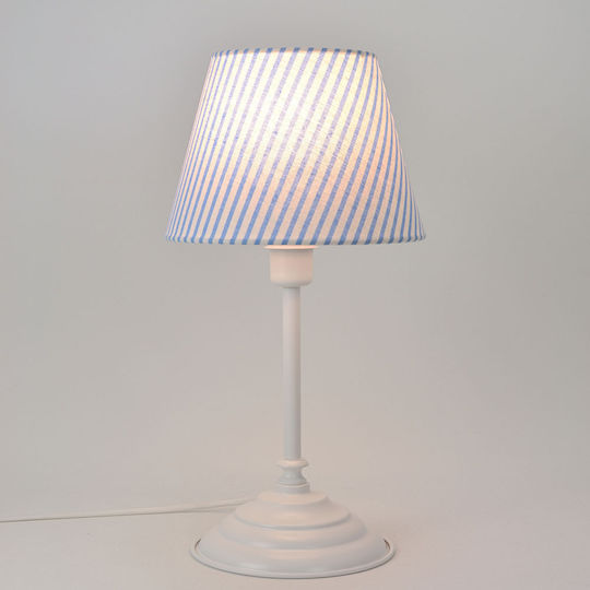 Veis Metal Vintage Table Lamp for Socket E14 with Light Blue Shade and White Base