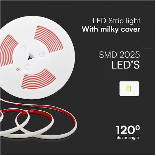 V-TAC Waterproof LED Strip 220V Warm White Light 5m Type COB
