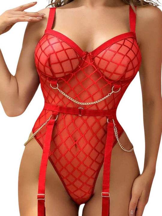 W6081 Roter Straps-Bodysuit