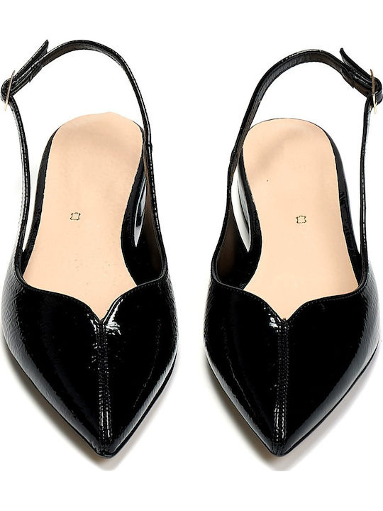 Γυναικείες Μπαλαρίνες Slingback με Λουράκι σε Μαύρο Χρώμα
