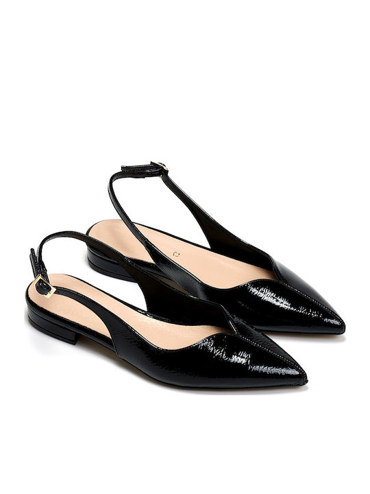 Γυναικείες Μπαλαρίνες Slingback με Λουράκι σε Μαύρο Χρώμα