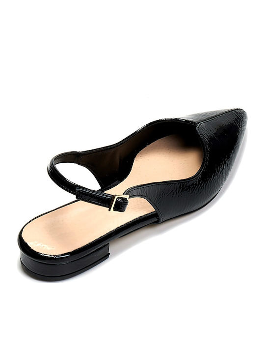 Γυναικείες Μπαλαρίνες Slingback με Λουράκι σε Μαύρο Χρώμα
