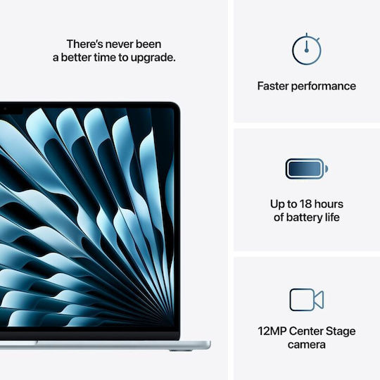 Apple MacBook Air 15,3" IPS Retina Display (M4-10-Kern/16GB/256GB SSD/10-Kern-GPU) mit 35W Doppel-Ladegerät Himmelblau (Tastatursprache Internationales Englisch)