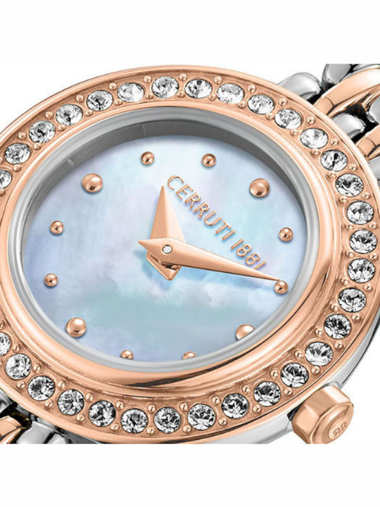 Cerruti Crystals Ceas de Damă cu Rose Gold Brățară Metalică