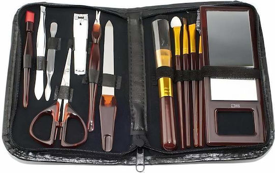Set Manichiură Siks Travel Kit Pensule Machiaj 13 Piese Etui Portabil Negru