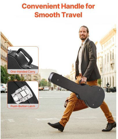 Vevor Waterproof Suitcase Electric Guitar Padded Black