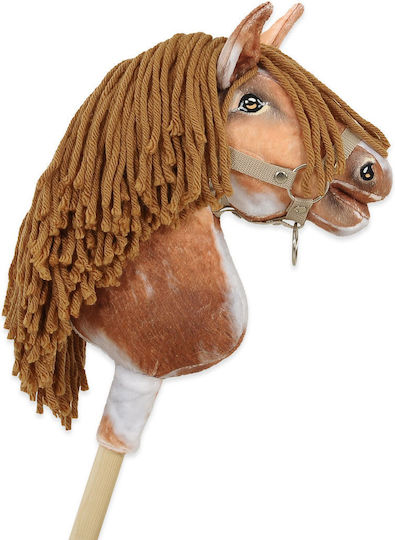 Hobby Horse Small Stick Horse Premium Spotted Tobiano Brown Mane A4