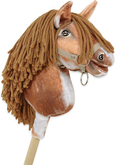 Hobby Horse Small Stick Horse Premium Spotted Tobiano Brown Mane A4
