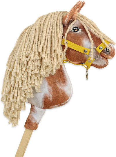 Steckenpferd Klein Premium Steckenpferd Gescheckt Tobiano Beige Mähne A4